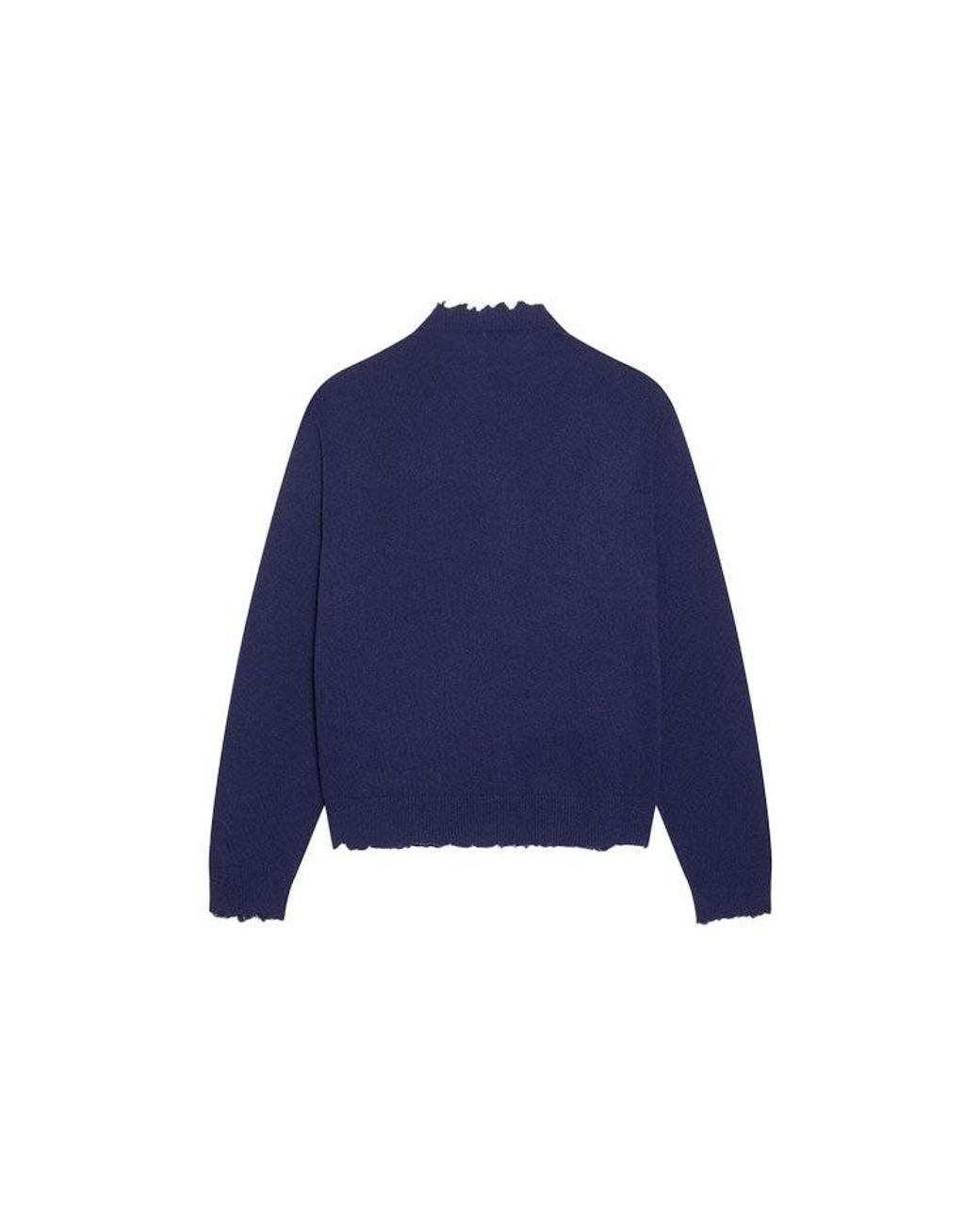 Balenciaga Blue Double B Highneck Wool Knit Sweater for men