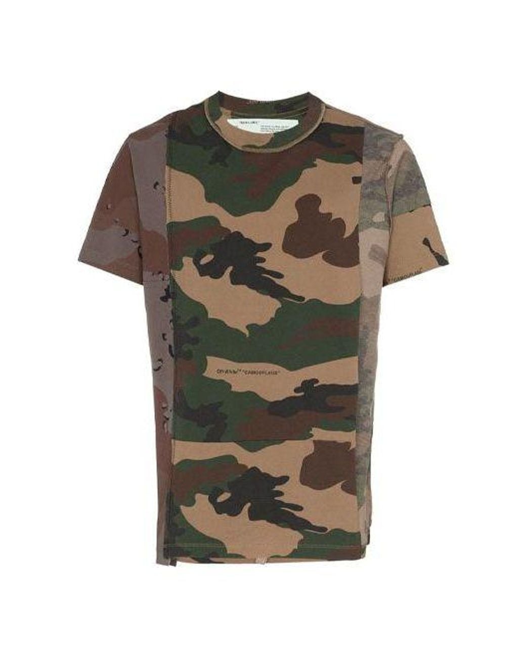 Off-White c/o Virgil Abloh Green Reconstructured Camo Short Sleeve for men