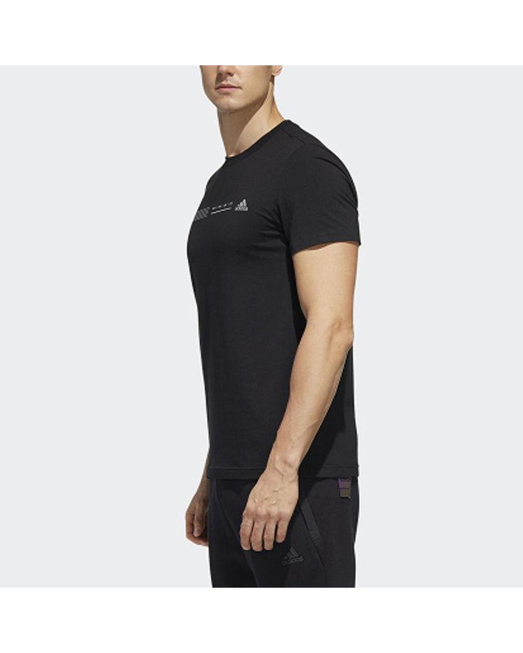 Adidas Black Minimalistic Logo Solid Color Short Sleeve for men