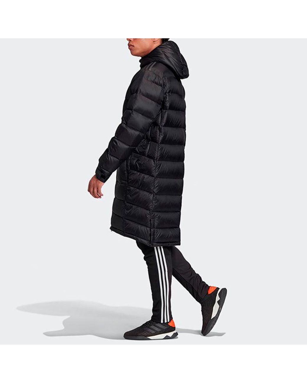 Adidas Black Stay Warm Solid Color Soccer/Football Hooded Down Jacket for men
