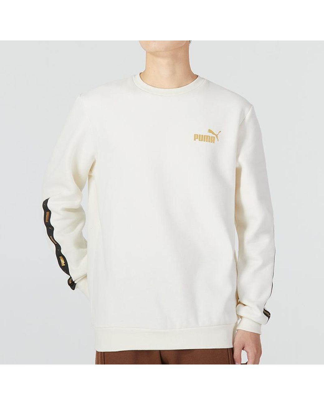PUMA White Ess Metallic Logo Sweater for men