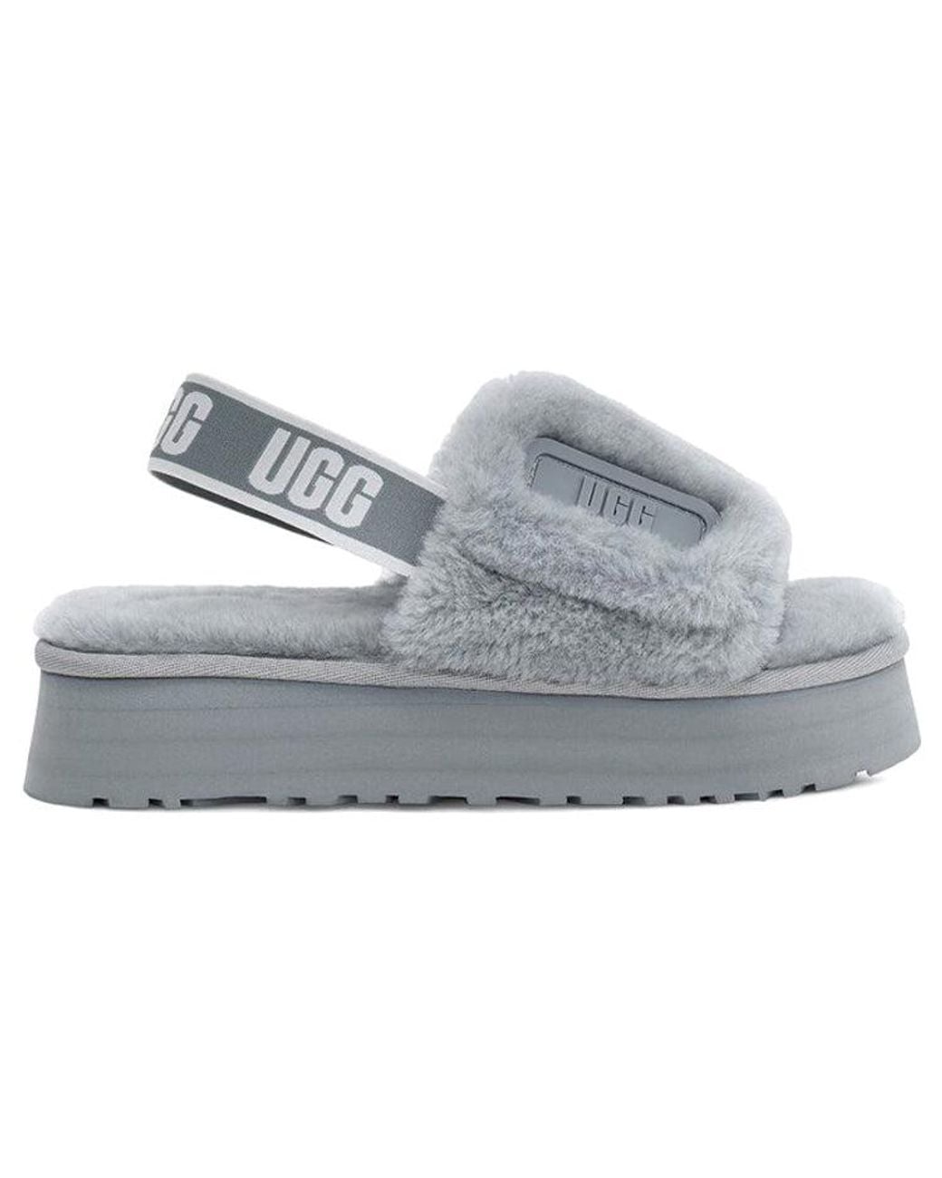 Ugg Gray (Wmns) Disco Slide Cozy Thick Sole Casual Slipper