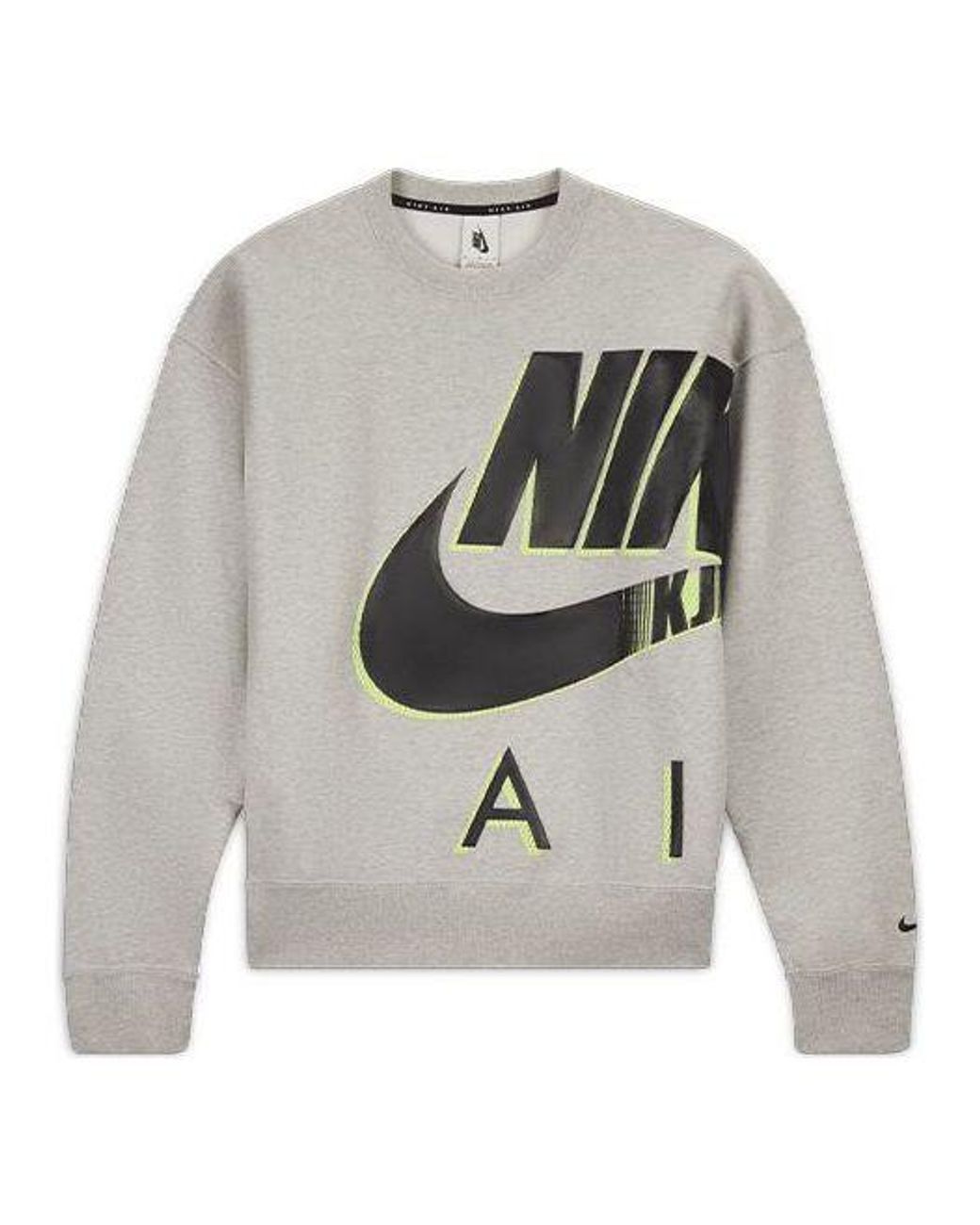 Nike Gray Air X Kim Jones Logo Print Velvet Crew Neck Sweater