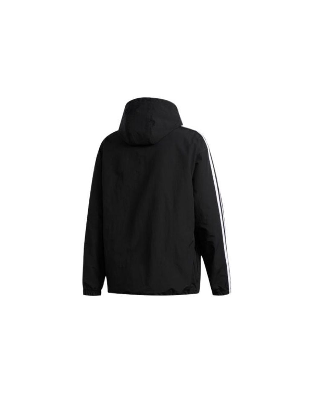 Adidas Black Originals Contrasting Colors Stripe Half Zipper Hooded Jacket for men