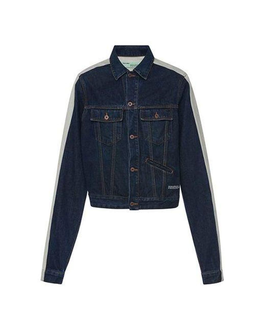 Off-White c/o Virgil Abloh Blue Splicing Sleeve Denim Jacket for men