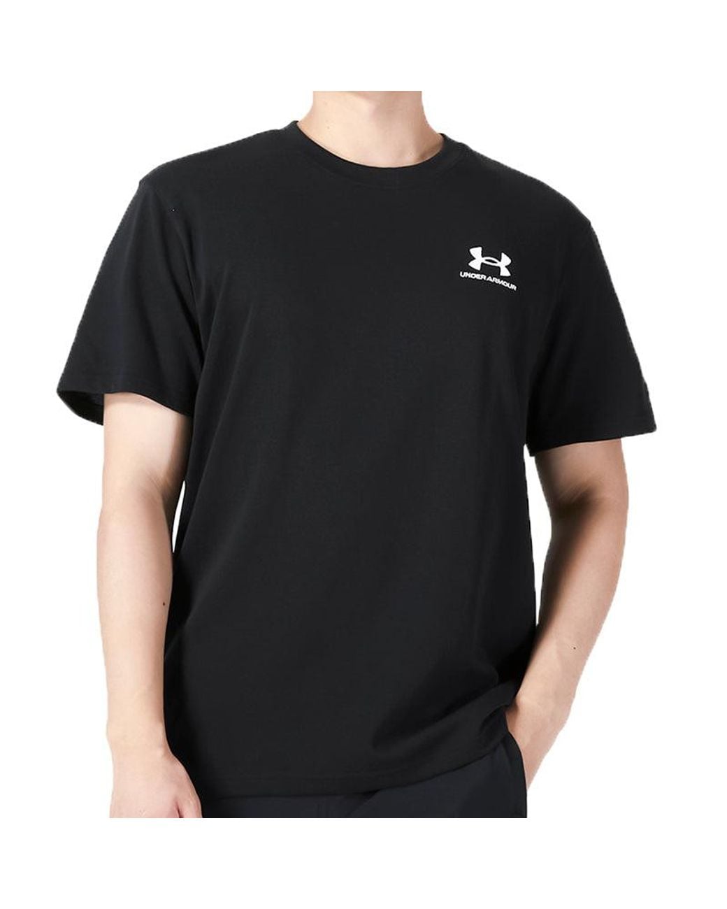 Under Armour Black Logo Embroidered Heavyweight Short Sleeve T-Shirt for men