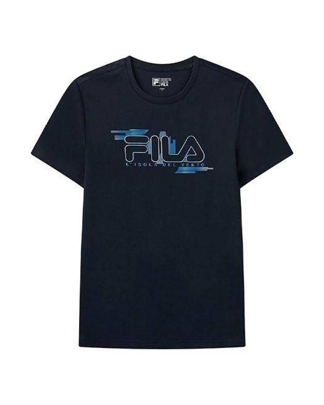 Fila Blue Embroidered Logo Loose Knit Short Sleeve for men