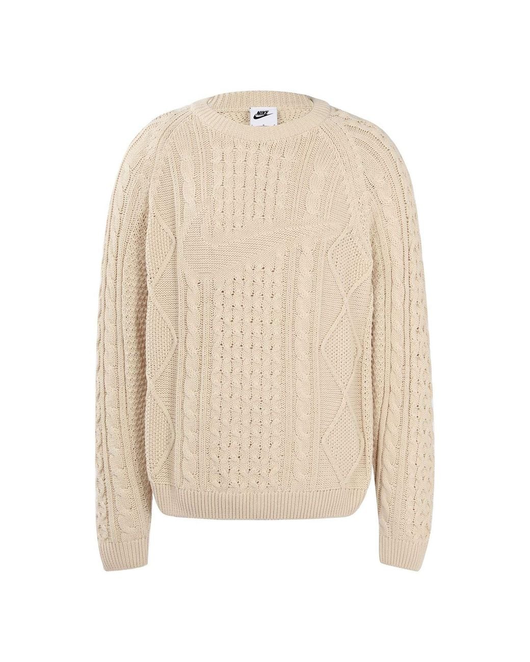 Nike Natural Solid Color Round Neck Knit Long Sleeves Wool Sweater Yellow for men