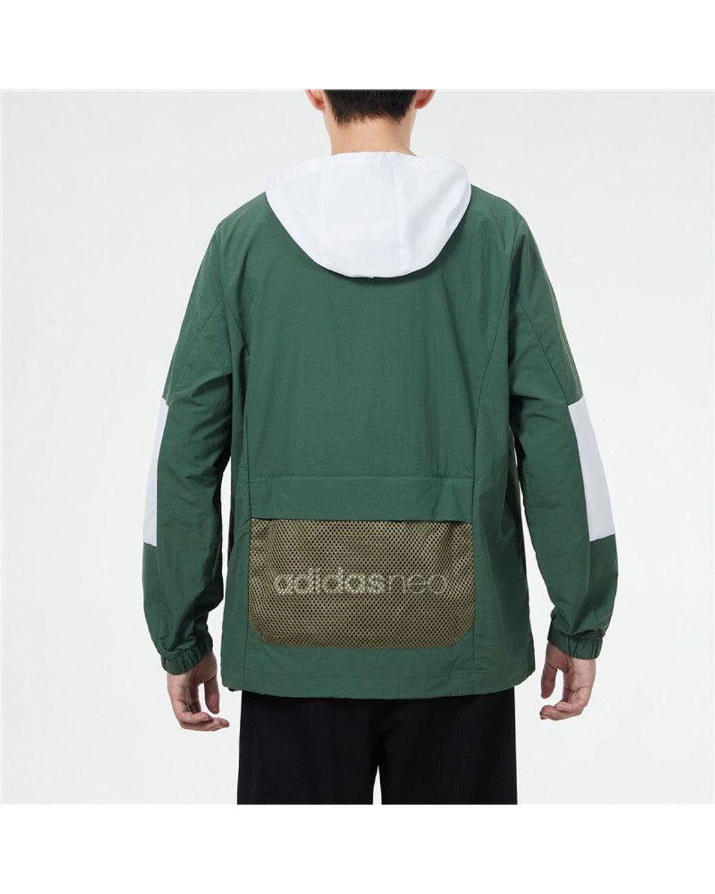 Adidas Green Sports Running Training Casual Half Zipper Hooded Jacket for men