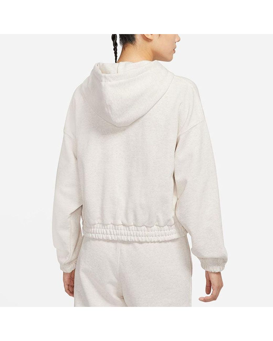Nike Gray (Wmns) Casual Sports Knit Loose Hoodie Short Coconut Milk