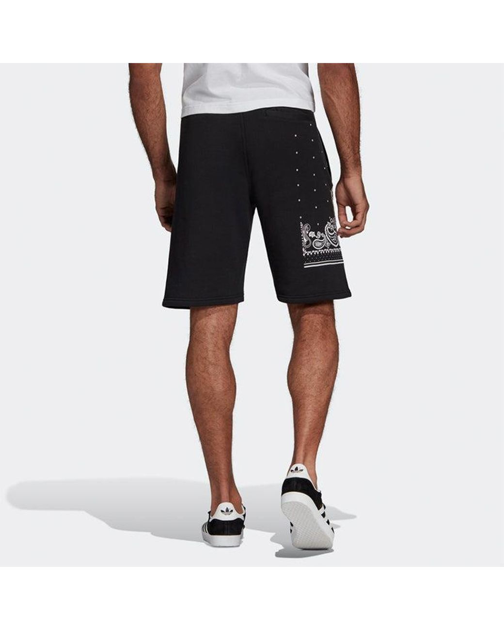 Adidas Black Originals Bandana Short Printing Casual Straight Sports Shorts for men