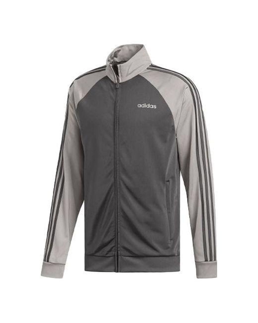 Adidas Gray Stripe Logo Pattern Loose Long Sleeves Jacket for men