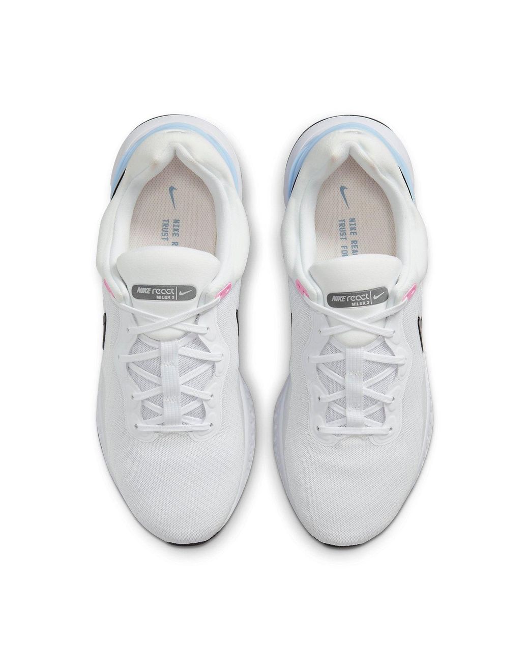 Nike White React Miler 3 Road Running Shoes Bright Crimson Obsidian' for men
