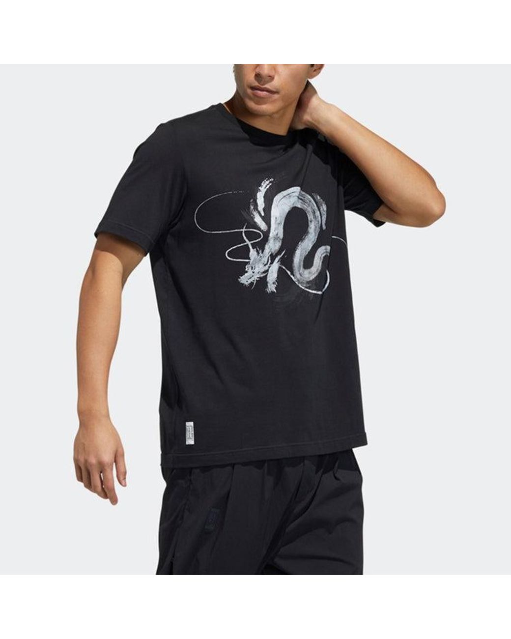 Adidas Black Wj T Gfx Series Printing Athleisure Casual Sports Round Neck Short Sleeve for men