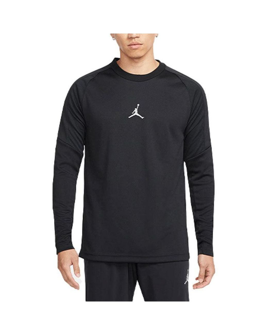 Nike Blue Dri-Fit Logo Printing Round Neck Sports Pullover Long Sleeves for men
