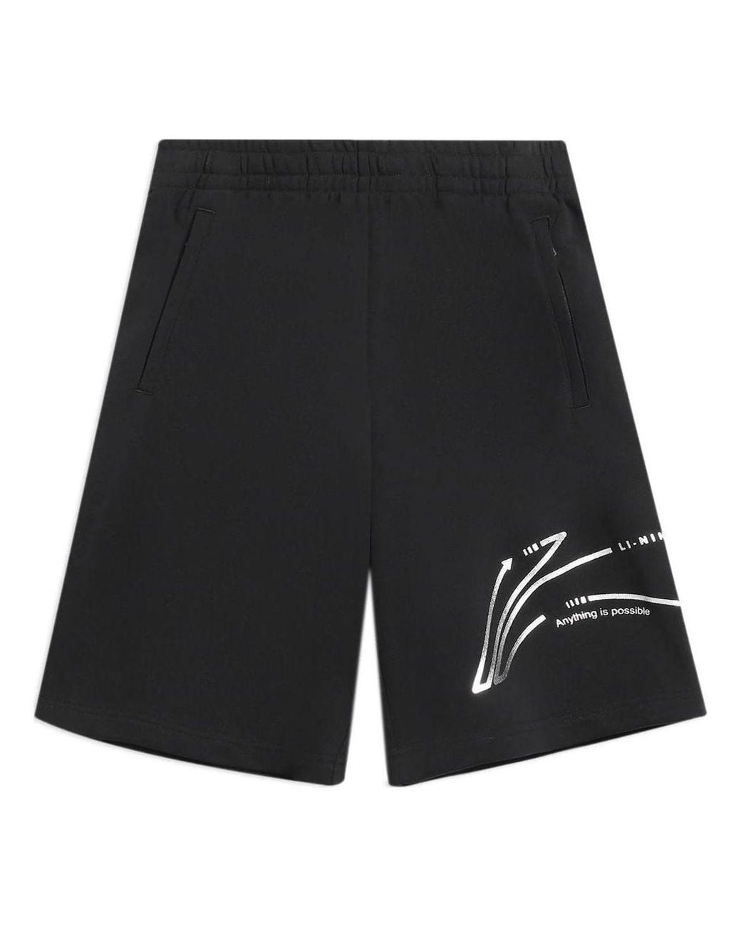 Li-ning Black Graphic Loose Fit Shorts for men