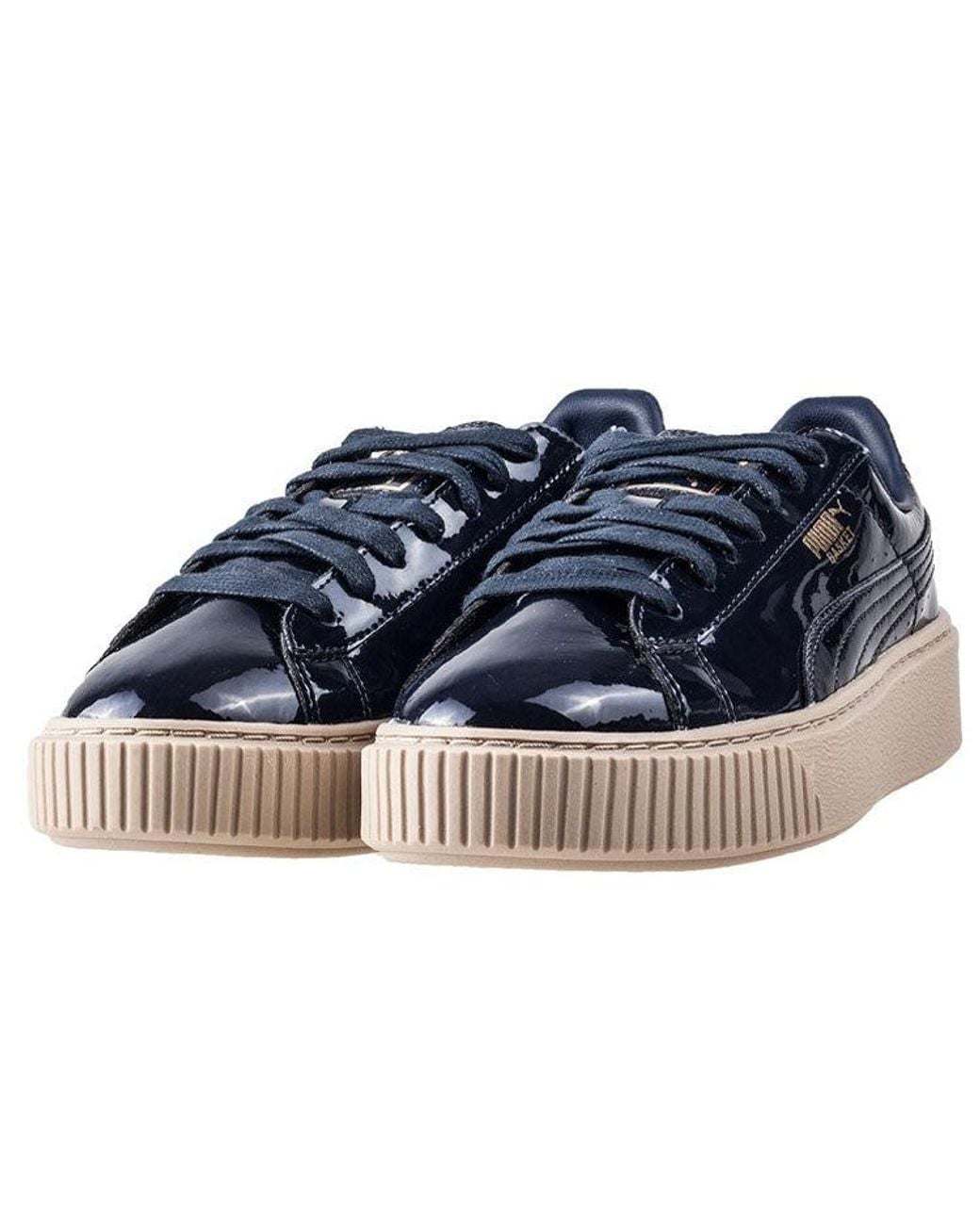 PUMA Blue (Wmns) Basket Platform Patent Marshmallow
