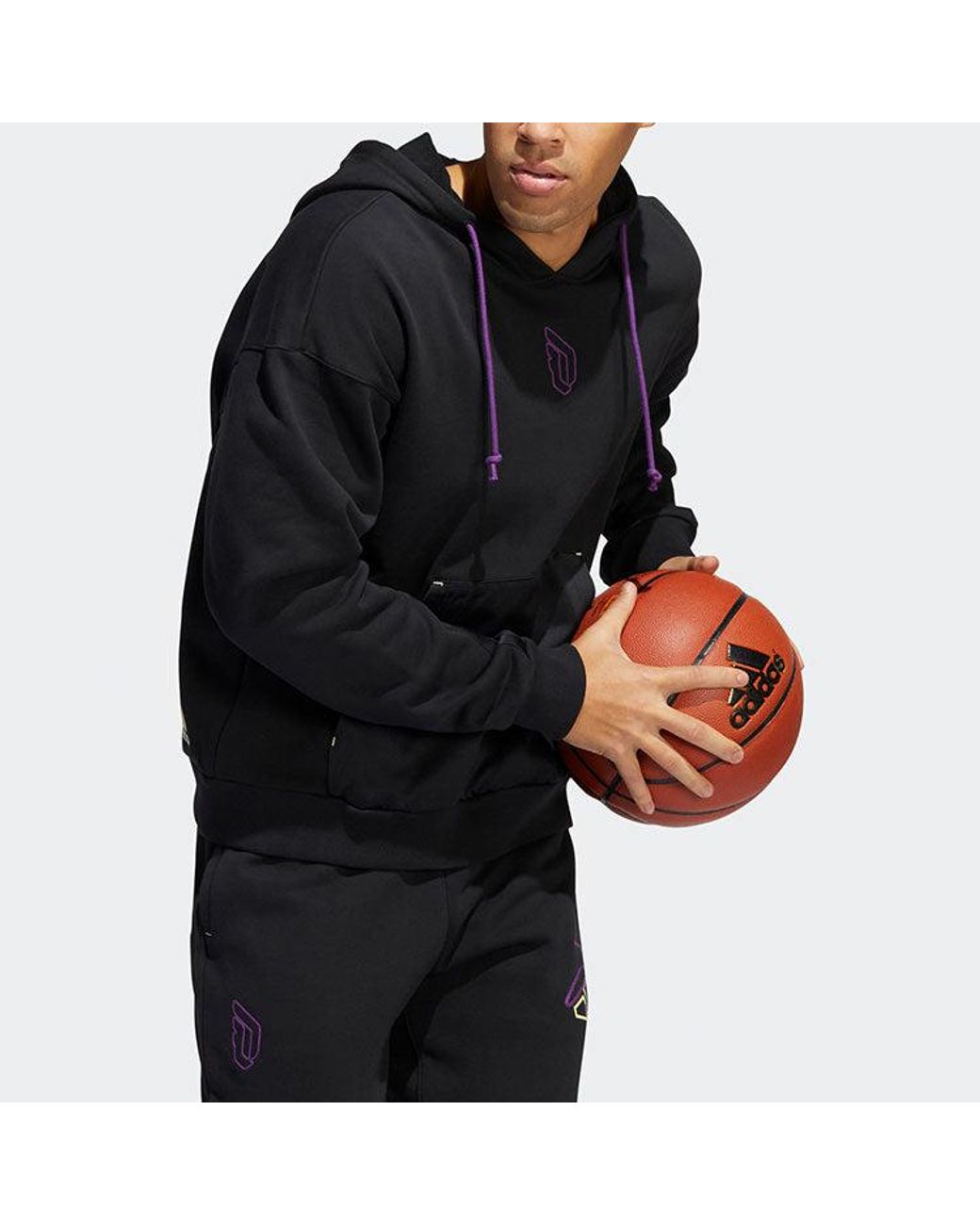 Adidas Black Dame 8 Inn Hdy Basketball Sports Hooded Pullover Long Sleeves for men