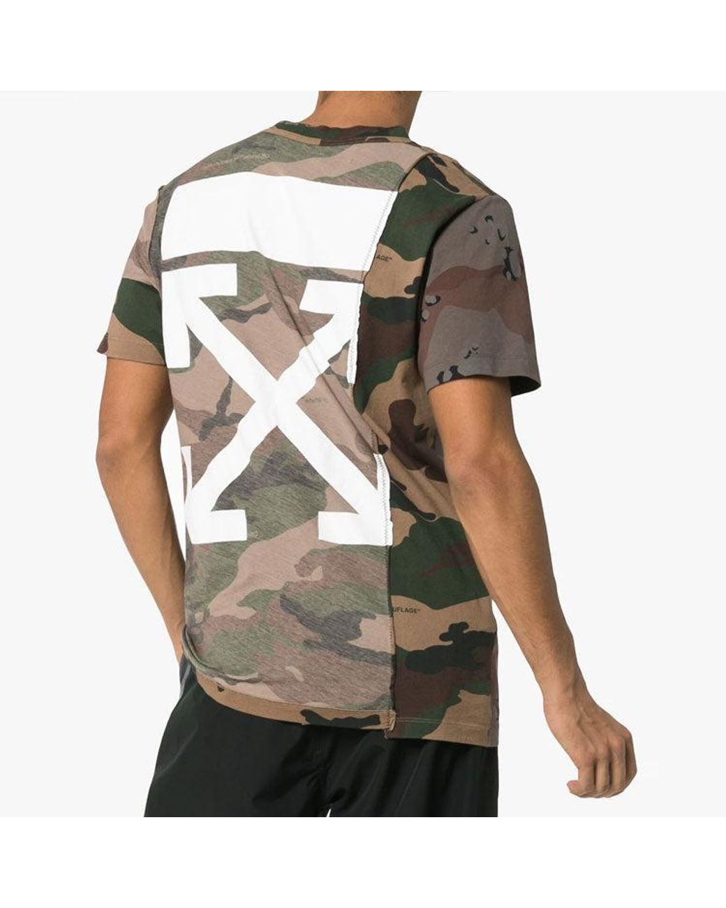 Off-White c/o Virgil Abloh Green Reconstructured Camo Short Sleeve for men