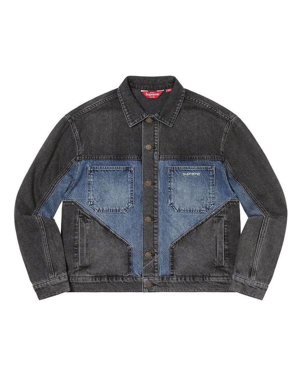 Supreme Gray 2-Tone Paneled Denim Jacket for men