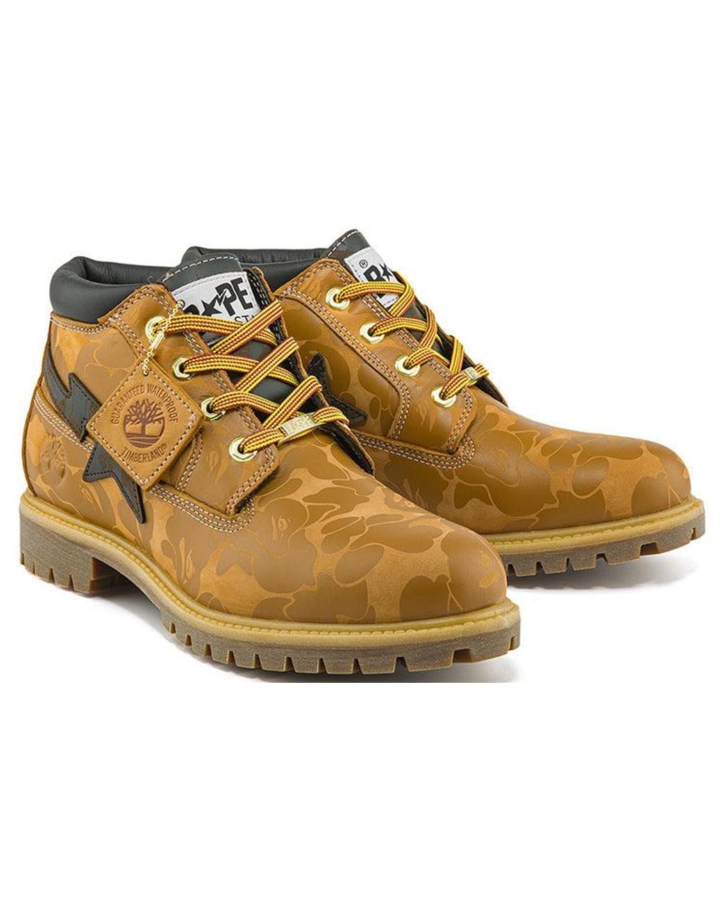 Timberland Brown X Bape Nelson Premium Waterproof Chukka Boots 'Wheat And Chocolate' for men