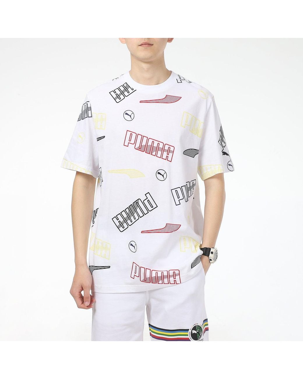 PUMA White Solid Regular Fit T-Shirt for men