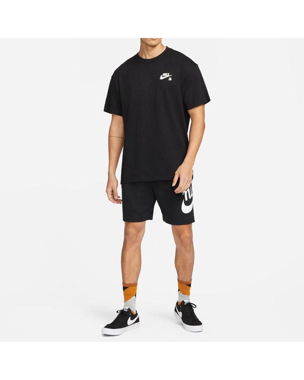 Nike Black Alphabet Logo Lacing Straight Casual Shorts for men