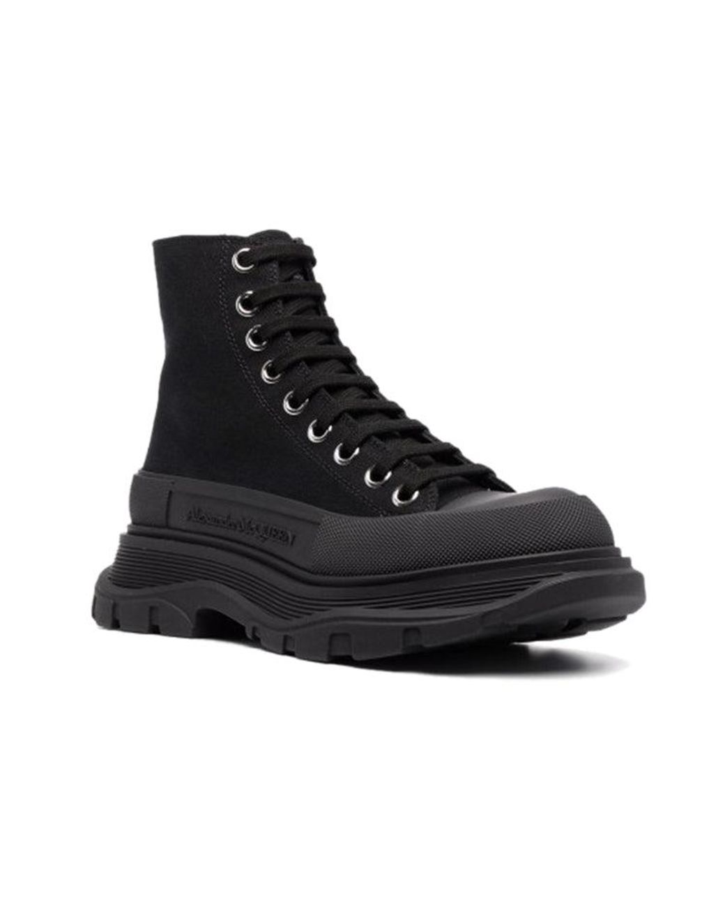 McQueen Black (Wmns) Tread Slick Lace Up Boot