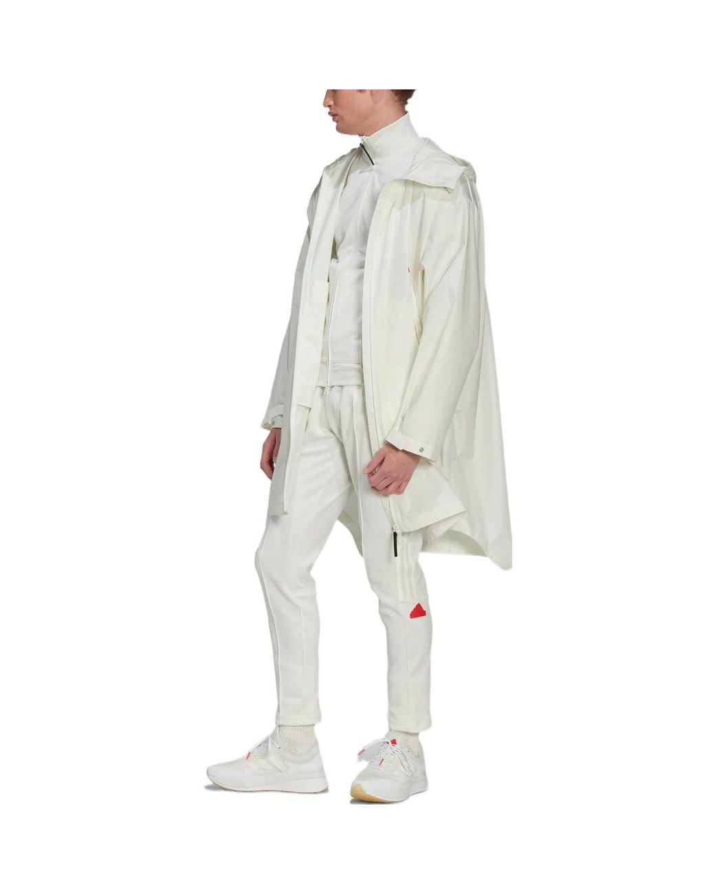 Adidas White Logo Solid Color Hooded Jacket Windbreaker for men