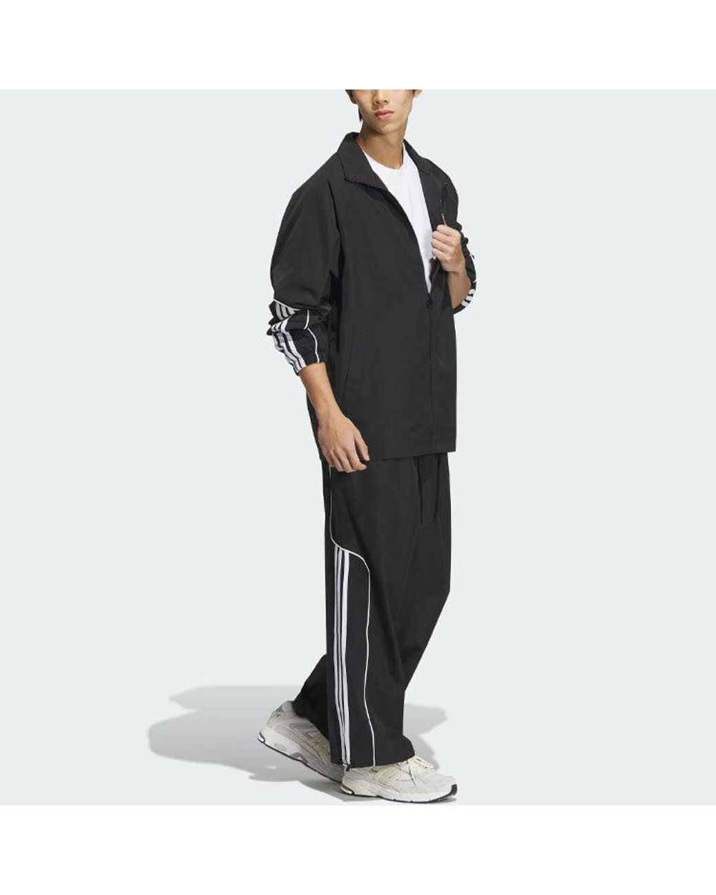 Adidas Black Originals 3-Stripes Coach Jacket Asia Sizing for men