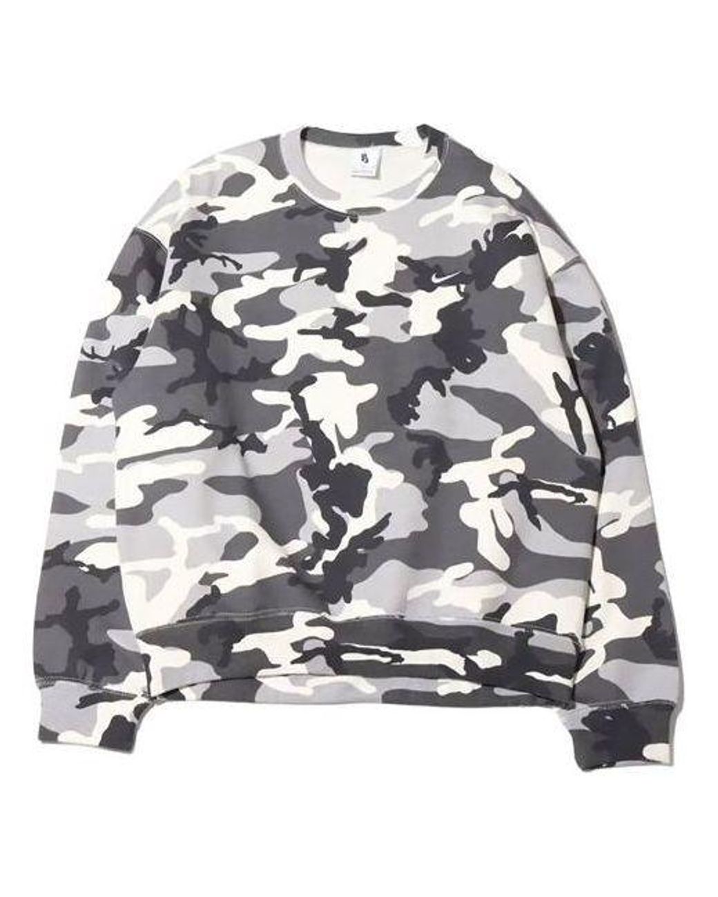 Nike Gray Solo Swoosh Camouflage Fleece Round Neck Pullover for men