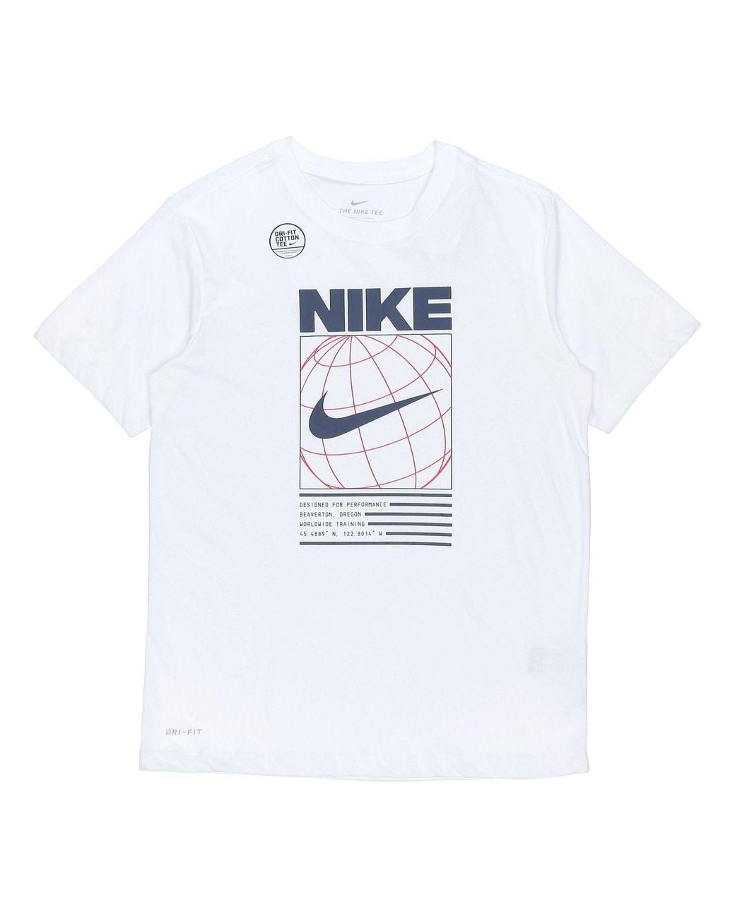 Nike White Dri-Fit Geometry Pattern Logo Printing Quick-Dry Sports T-Shirt for men