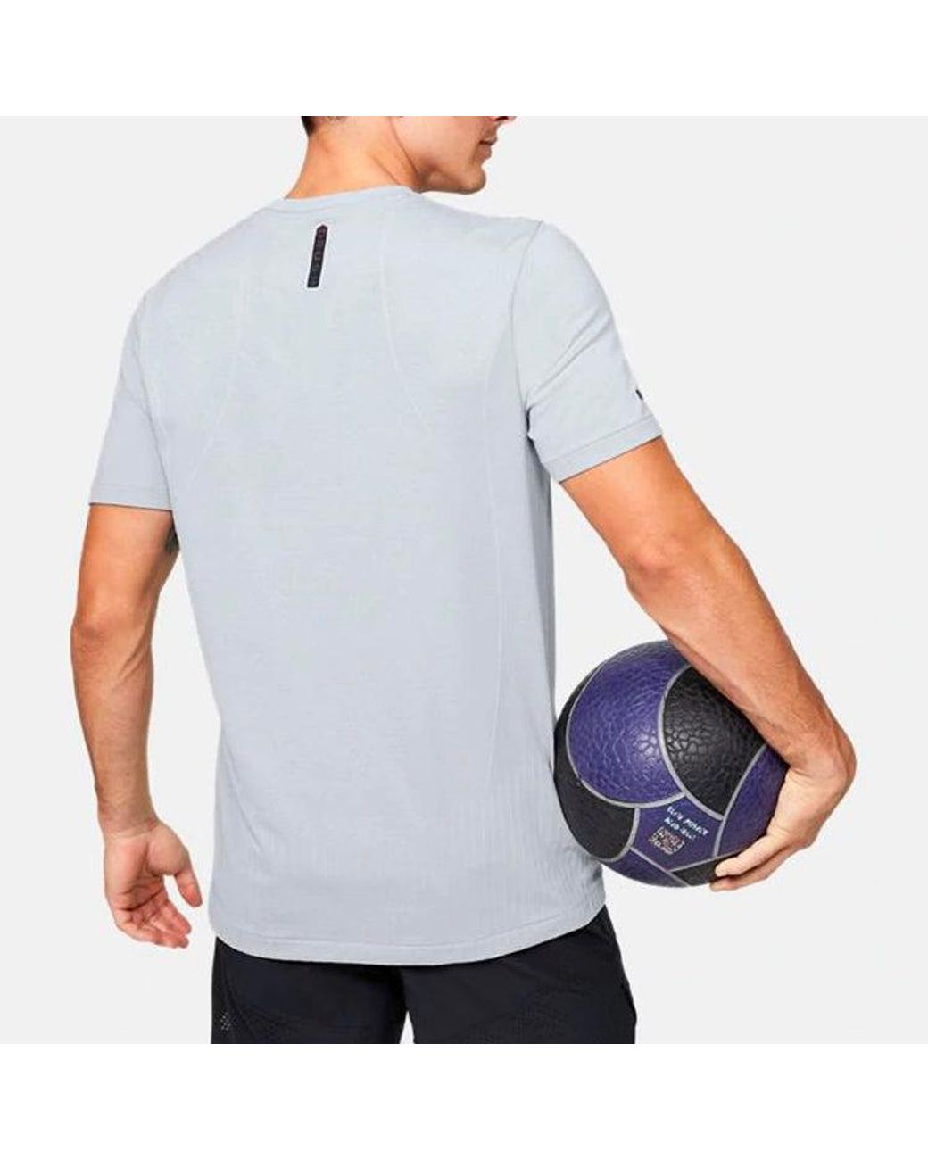Under Armour Gray Rush Seamless Fitted T-Shirt for men