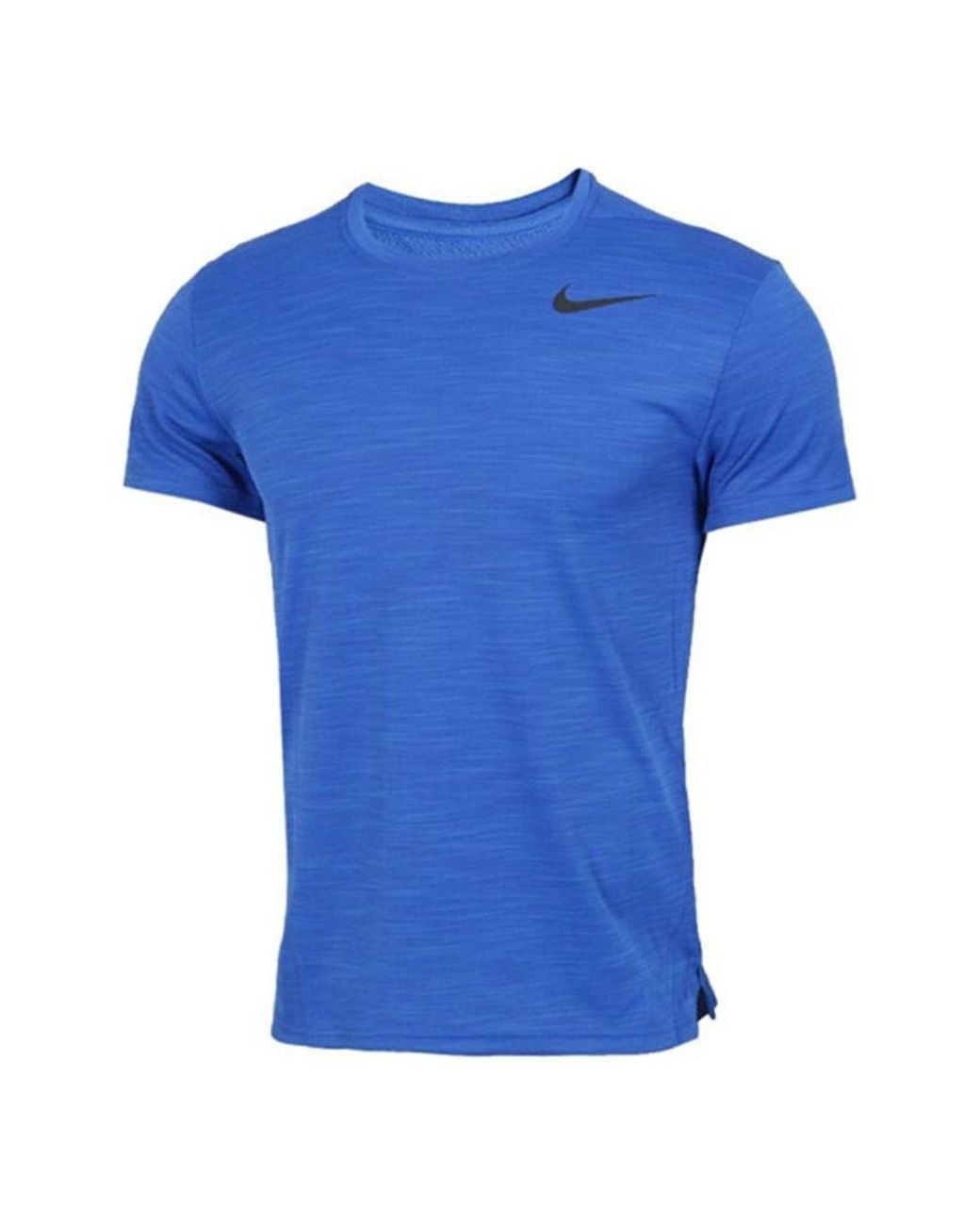 Nike Blue Dri-Fit Sports Training Quick Dry Round Neck Short Sleeve for men