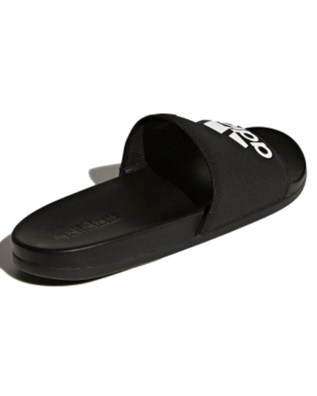 Adidas Black Adilette Cloudfoam Plus Slides 'Core' for men
