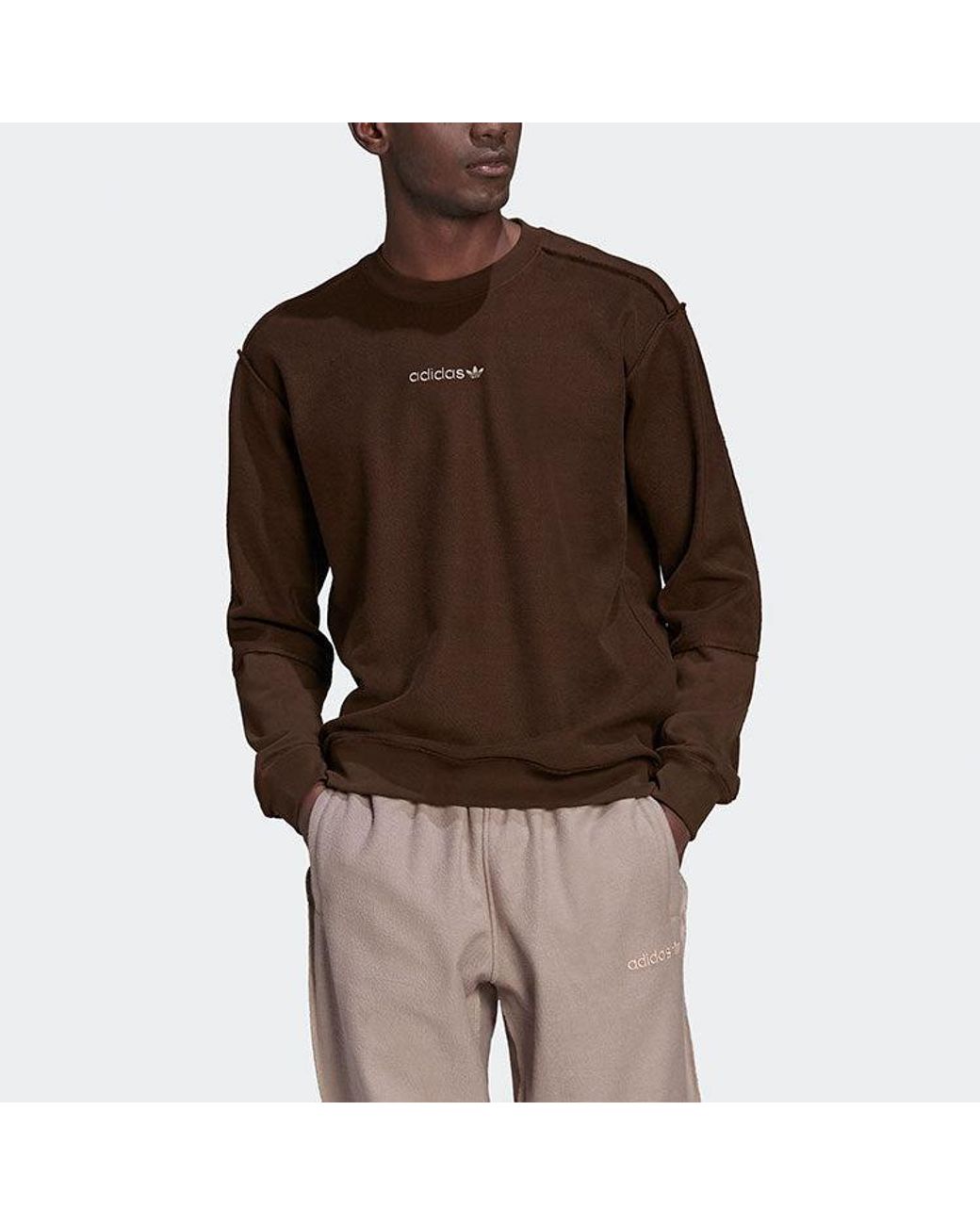 Adidas Brown Originals Sports Round Neck Pullover for men
