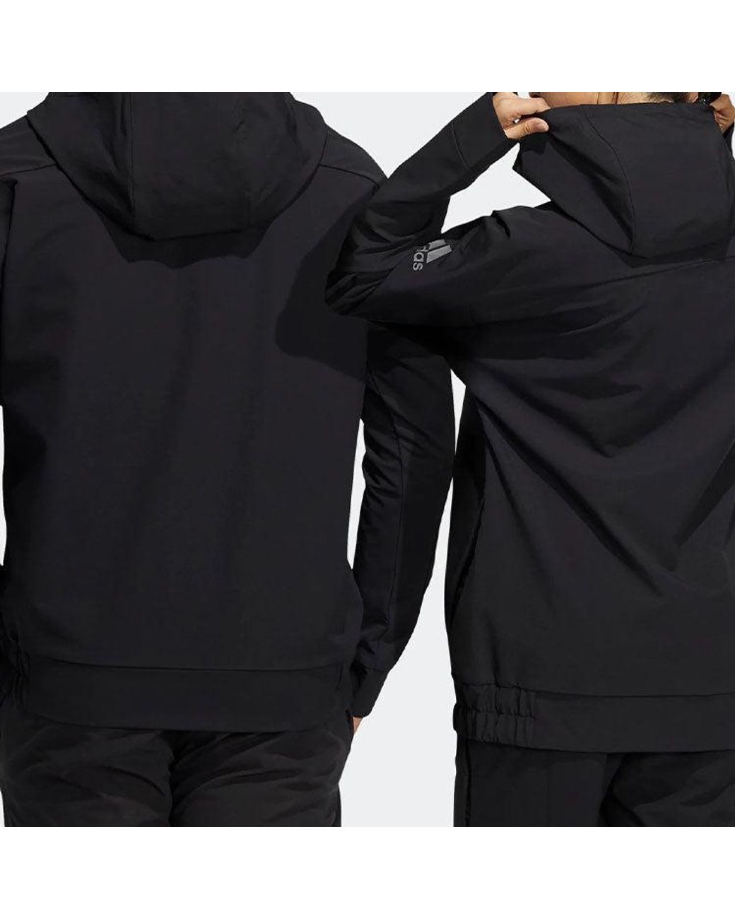 Adidas Black Athleisure Casual Sports Hooded Jacket Couple Style for men