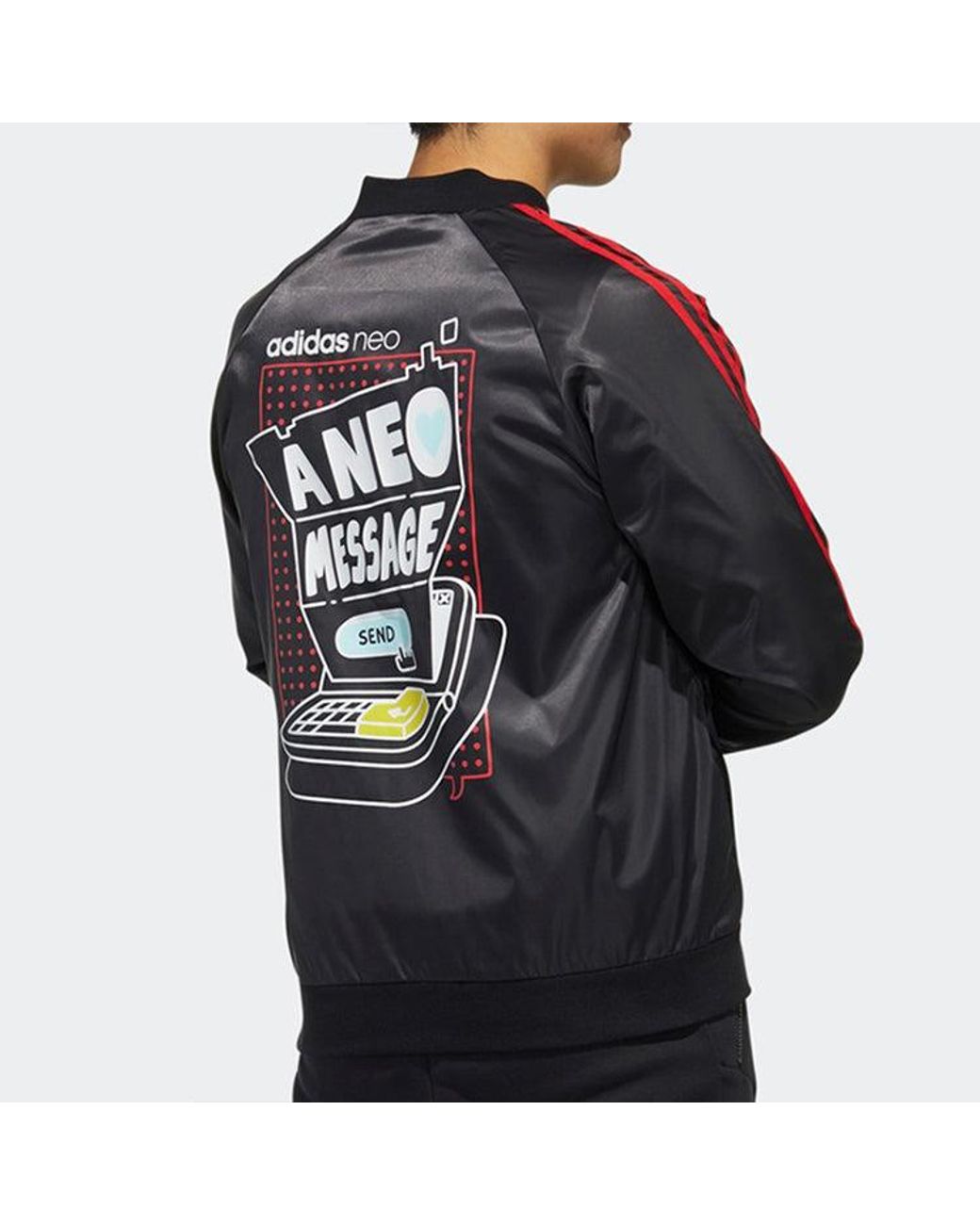 Adidas Black Neo Vlday Jkt Logo Printing Sports Jacket for men