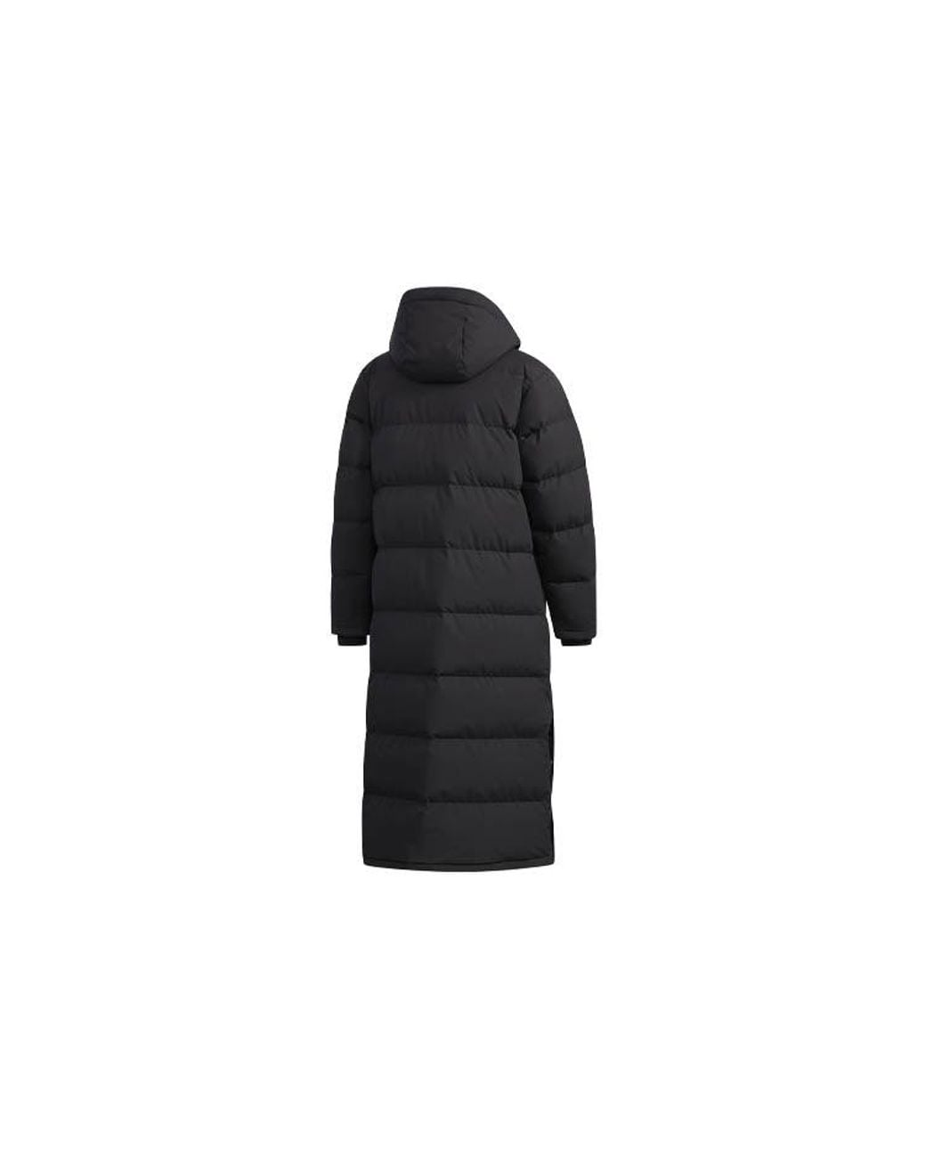 Adidas Black Xplr Dwn Bench Stay Warm Solid Color Mid-Length Hooded Down Jacket for men
