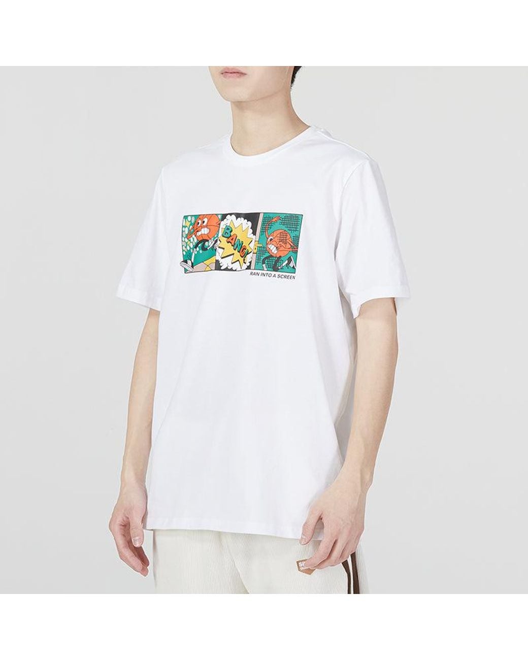 Adidas White Lil' Stripe Basketball Graphic Tee for men