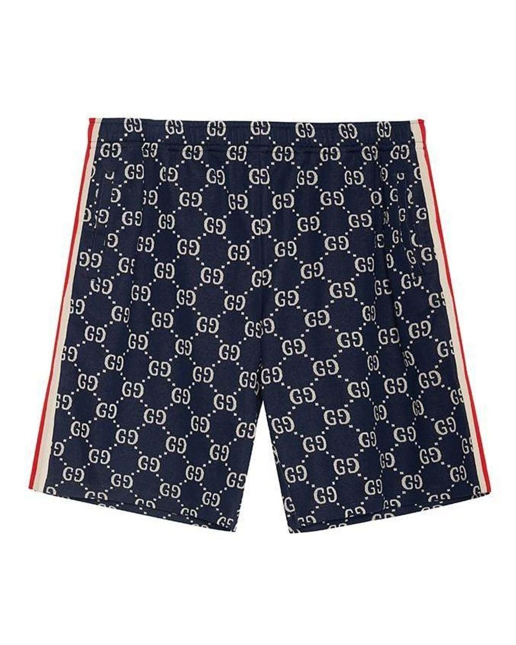 Gucci Blue Side Contrast Striped Jacquard Shorts For for men