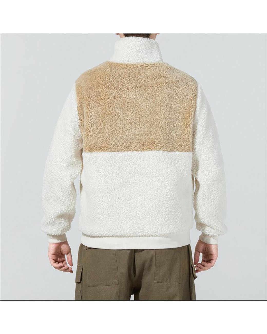 PUMA White Colorblock Lamb's Wool Stay Warm Sports Stand Collar Logo Jacket for men
