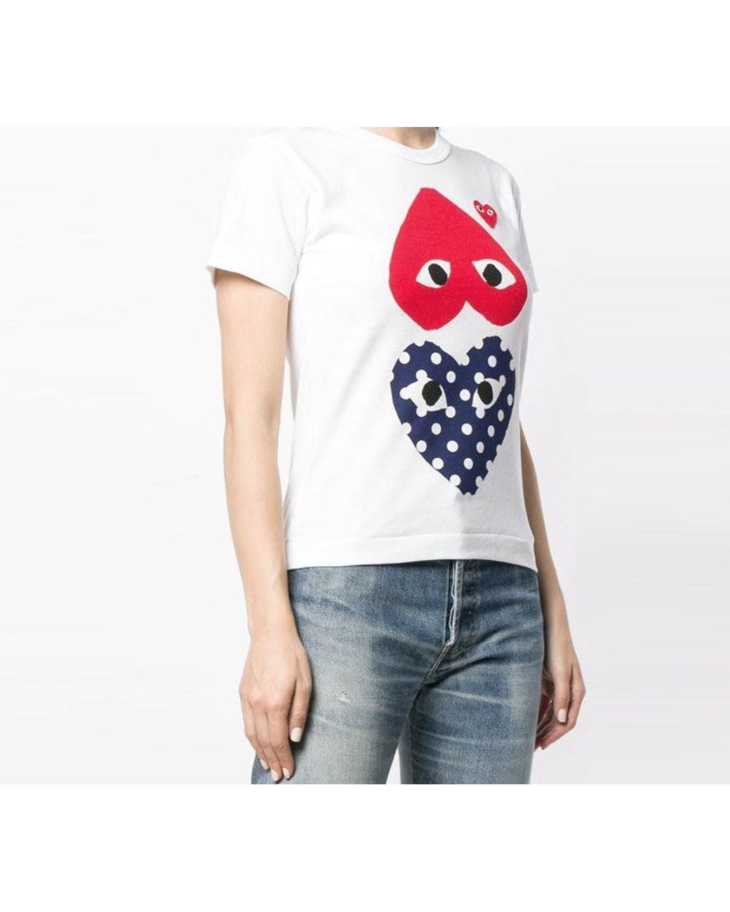 COMME DES GARÇONS PLAY White (Wmns) Polka Dot Upside Down Tee