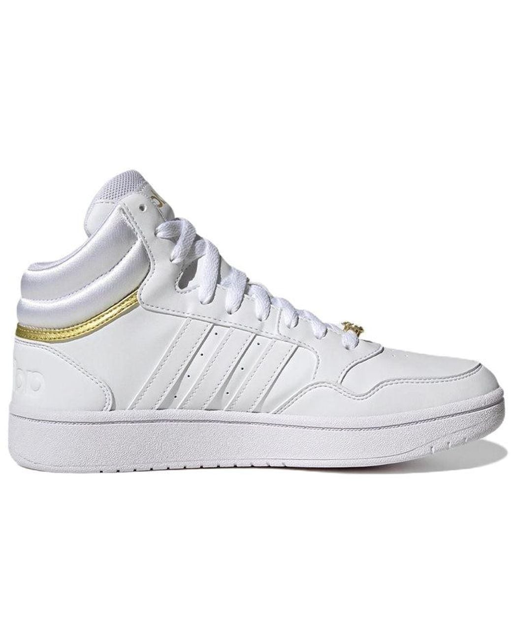 Adidas White (Wmns) Hoops 3.0 Mid Classic Shoes Metallic'