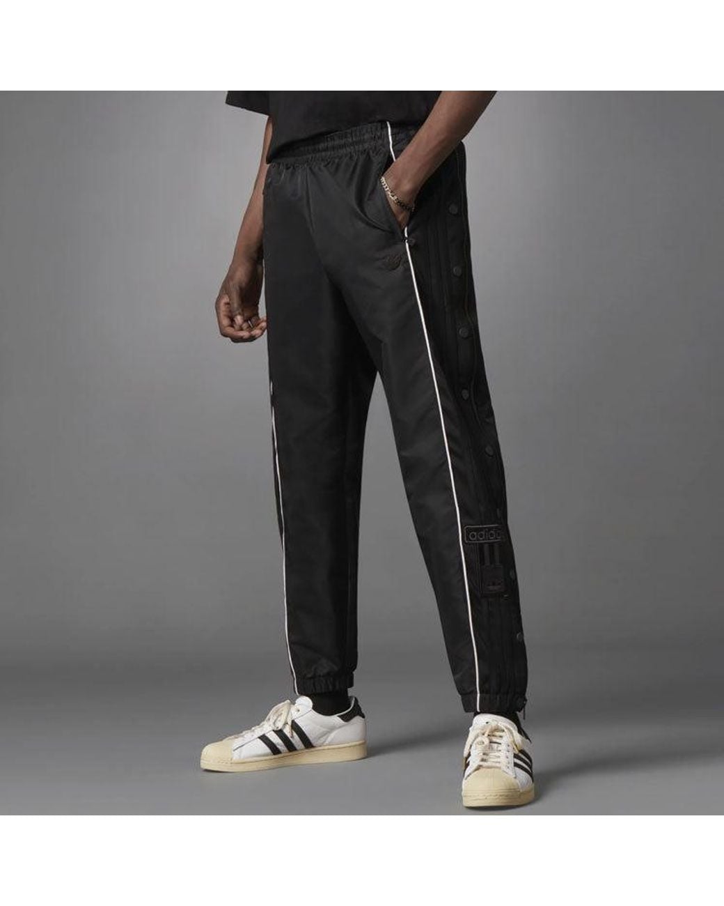 Adidas Black Originals Version Series Side Zipper Sports Long Pants for men