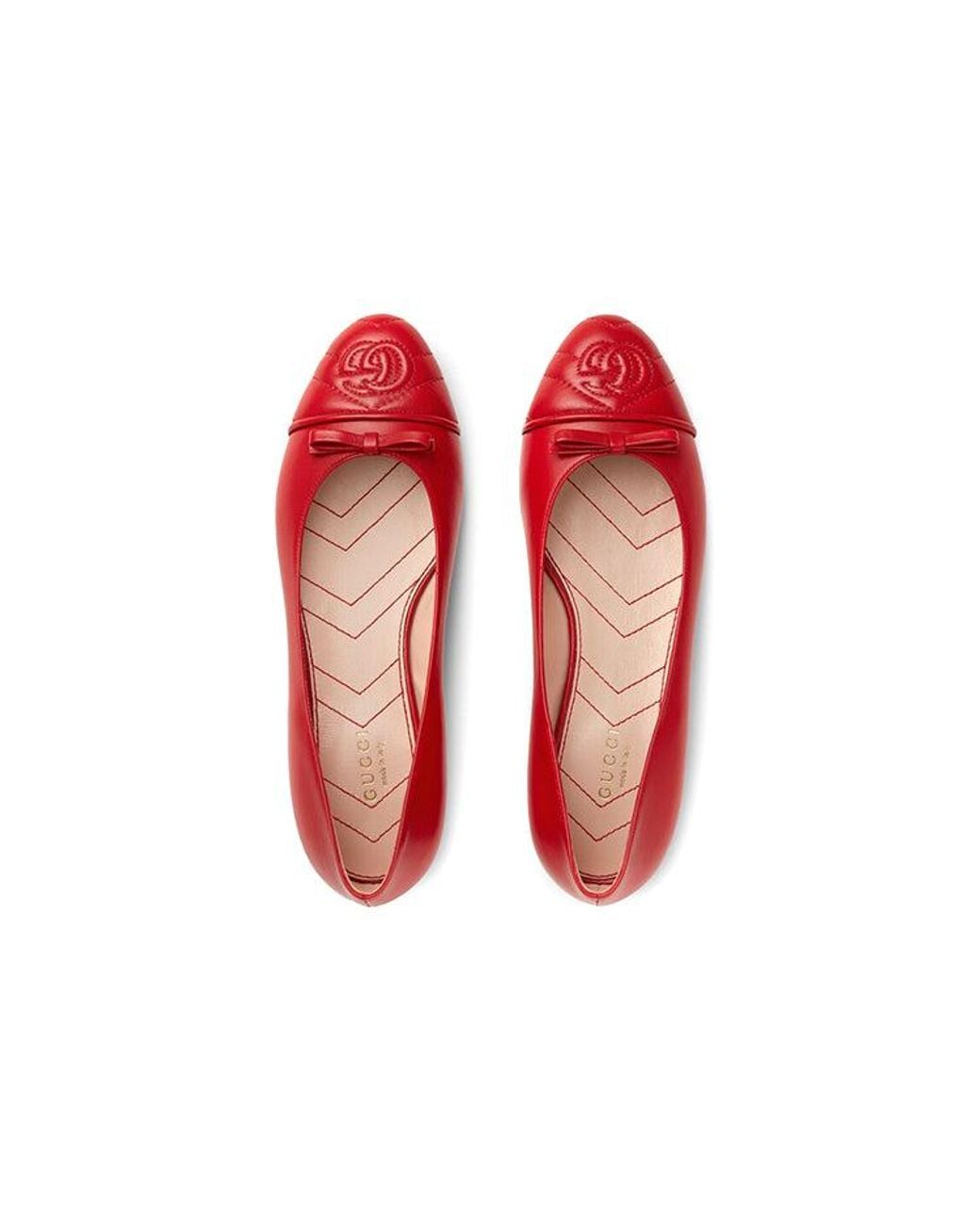 Gucci Red (Wmns) Ballet Flat With Double G Leather