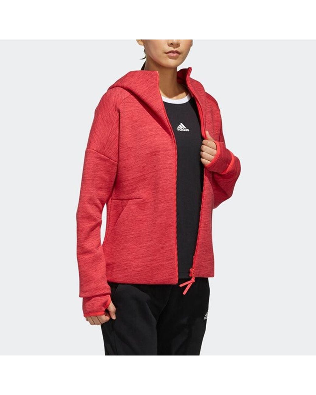 Adidas Red (Wmns) Zne Hoody Knit Jacket