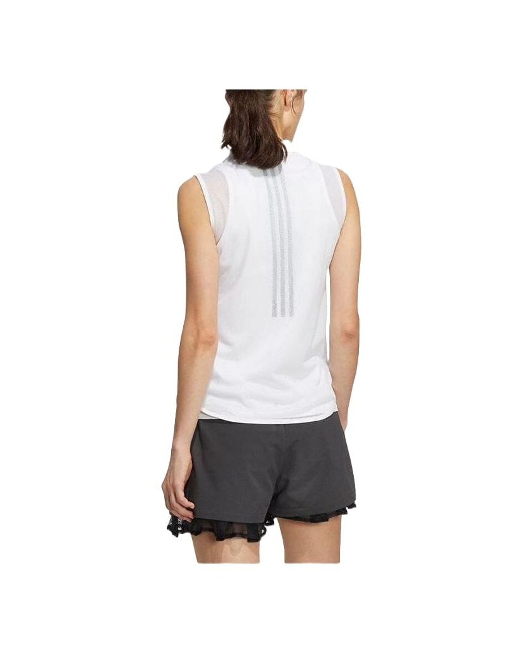 Adidas White (Wmns) Statement Heat.Rdy Mesh Sleeveless Polo Shirt