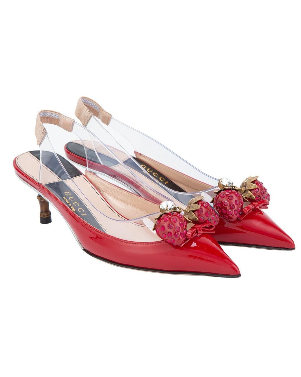 Gucci Pink (Wmns) Large Strawberry Logo Mid-Top Fashion High Heels Sandals