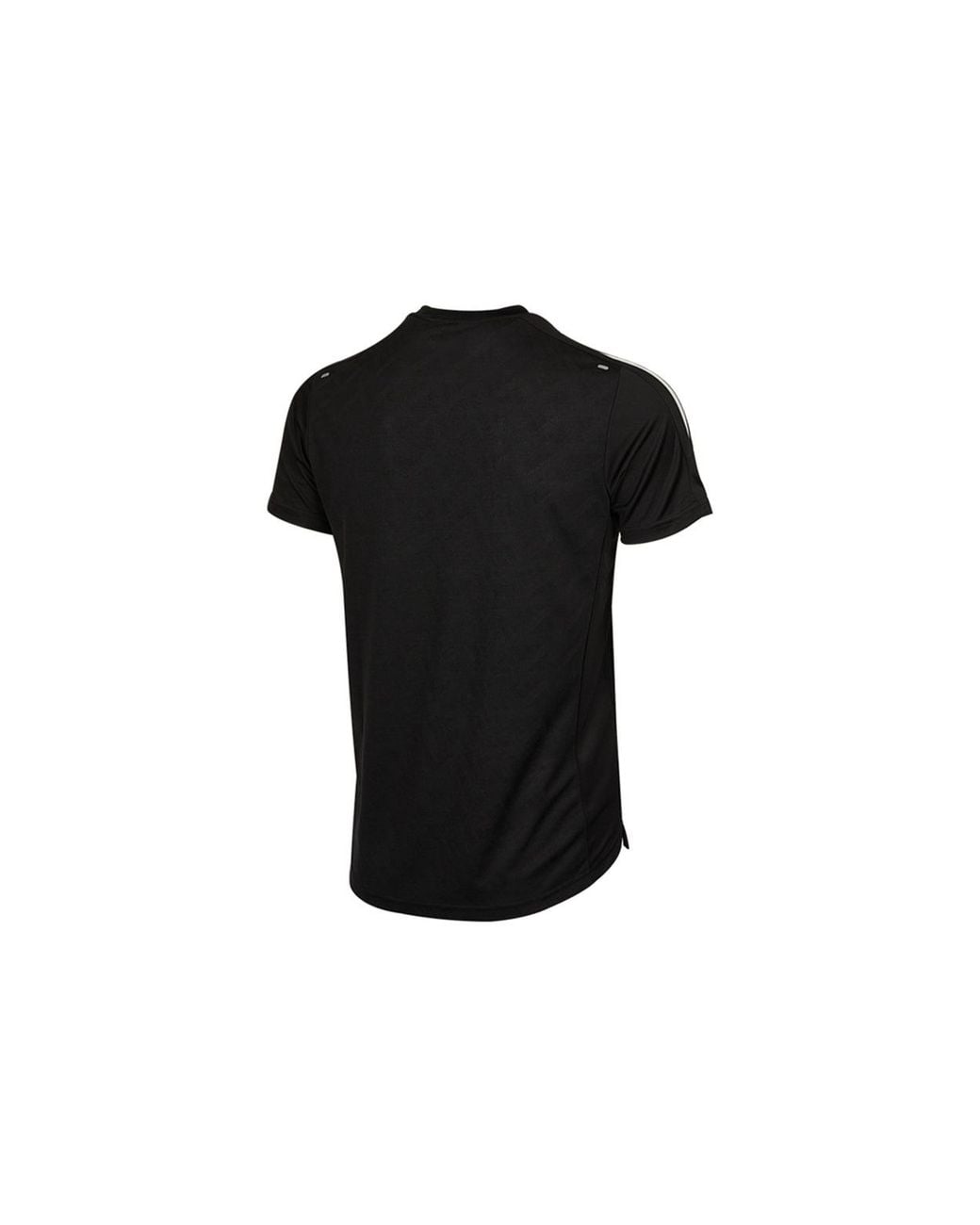 Adidas Black Own The Run Tee Sports Training Stripe Round Neck Short Sleeve for men